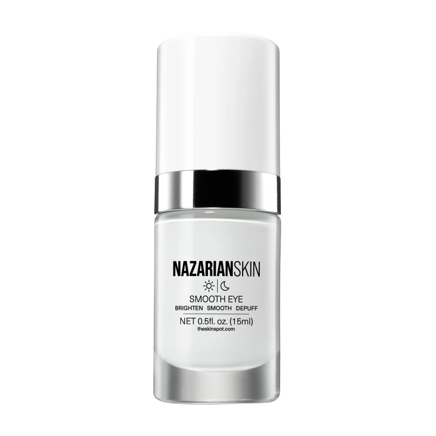 NazarianSkin Smooth Eye Firm & Brighten Peptide Cream with Retinol, Niacinamide, and Hyaluronic Acid for dark circles and aging.