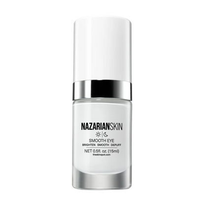 NazarianSkin Smooth Eye Firm & Brighten Peptide Cream with Retinol, Niacinamide, and Hyaluronic Acid for dark circles and aging.