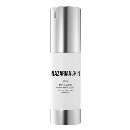 NazarianSkin Triple AntiOx Resveratrol Hydrating Cream with Green Tea, Resveratrol, and Caffeine to reduce redness and protect skin.