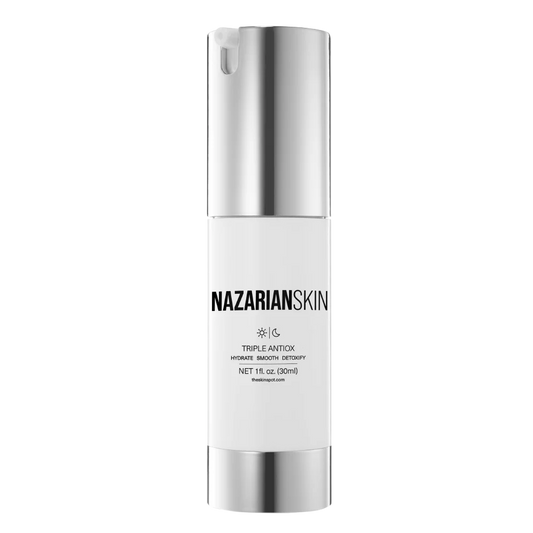 NazarianSkin Triple AntiOx Resveratrol Hydrating Cream with Green Tea, Resveratrol, and Caffeine to reduce redness and protect skin.