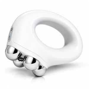 NuFACE NuBODY toning device with four metal spheres for body contouring firmness support, and smoother skin tone at home spa