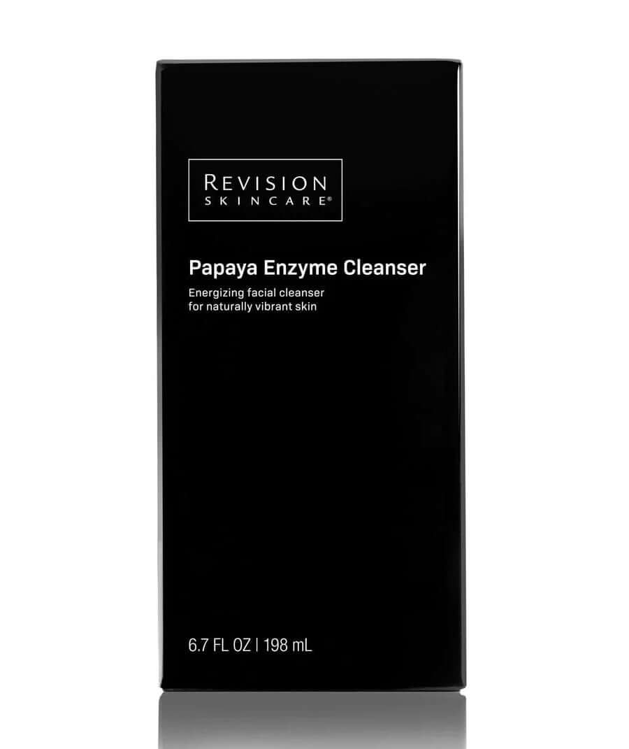 Revision Skincare Papaya Enzyme Cleanser 198ml box packaging front view energizing facial exfoliating cleanser