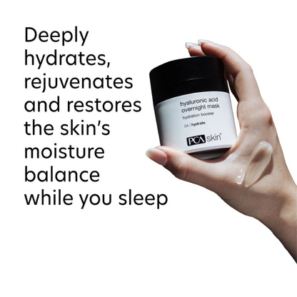 PCA Hyaluronic Acid Overnight Mask restores skin moisture balance while you sleep for soft, hydrated, radiant skin care use.