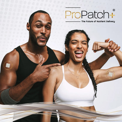 ProPatch patch worn on arm by fitness models showing active lifestyle and energy support