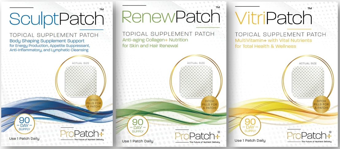 ProPatch Vitamin Trinity Pack 90 day bundle showing SculptPatch RenewPatch and VitriPatch for complete wellness support