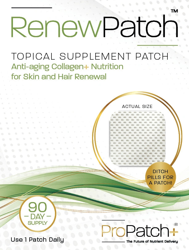 RenewPatch topical supplement patch with 90 day supply for anti aging collagen support and daily skin and hair renewal