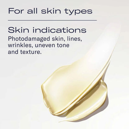 Retinol cream texture for wrinkles fine lines uneven skin tone and photodamaged skin improving smoothness