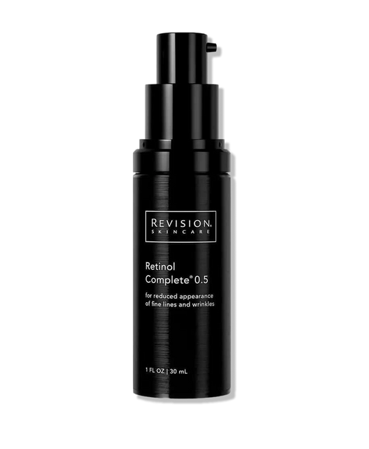 Revision Skincare Retinol Complete 0.5 serum bottle, an anti-aging retinol treatment for smooth skin texture and fine lines.