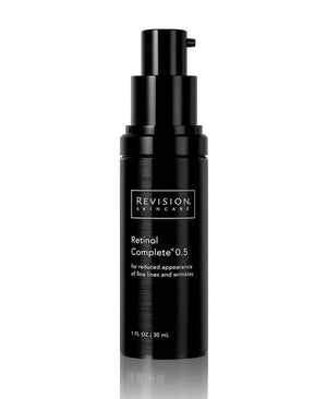 Revision Skincare Retinol Complete 0.5 mid-strength retinol serum bottle designed to improve skin texture and clarity