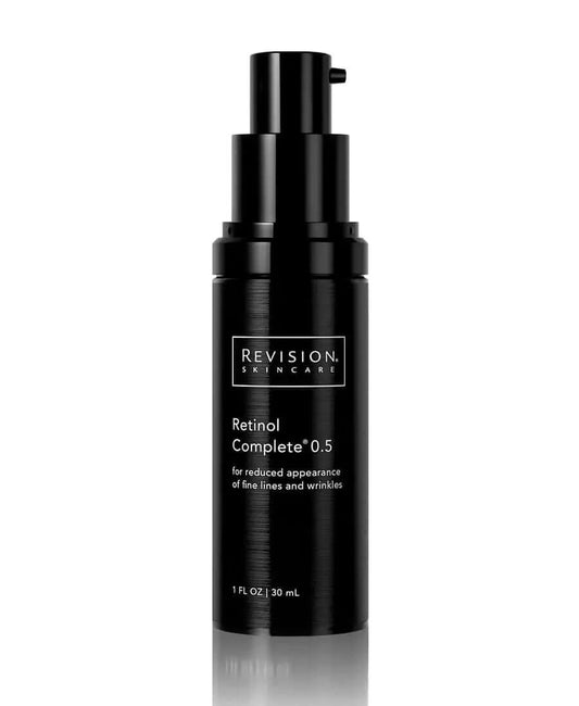 Revision Skincare Retinol Complete 0.5 mid-strength retinol serum bottle designed to improve skin texture and clarity