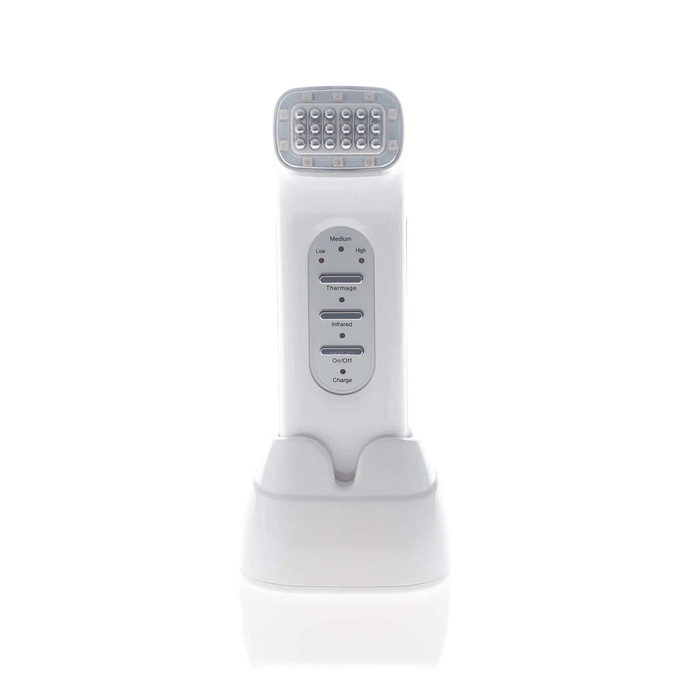 Saian FirmAge Portable RF device uses radio frequency and infrared light to firm, tone, and smooth aging skin at home use RF