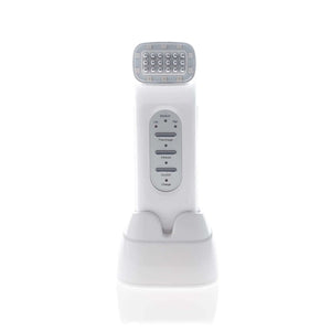 Saian FirmAge Portable RF device uses radio frequency and infrared light to firm, tone, and smooth aging skin at home use RF