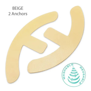 Two beige Silagen anchor incision sheets for breast reduction scar care, washable and reusable