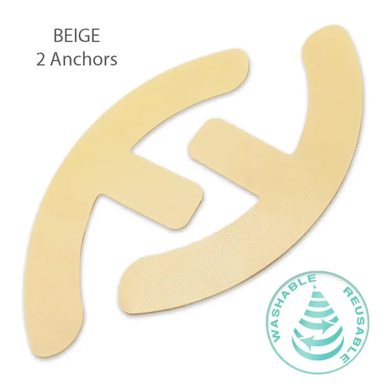 Two beige Silagen anchor incision sheets for breast reduction scar care, washable and reusable