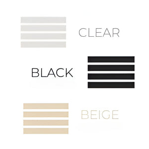 Silagen Silicone Clear Strips available in Clear, Black, and Beige color options for discreet scar treatment on various skin tones.