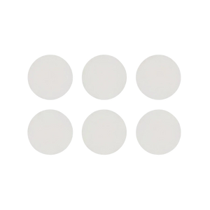Six Silagen clear silicone dots (1 inch diameter) shown on white background for targeted scar coverage and daily wear.
