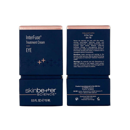 SkinBetter Science InterFuse Treatment Cream EYE packaging box showing front and back with usage instructions and details