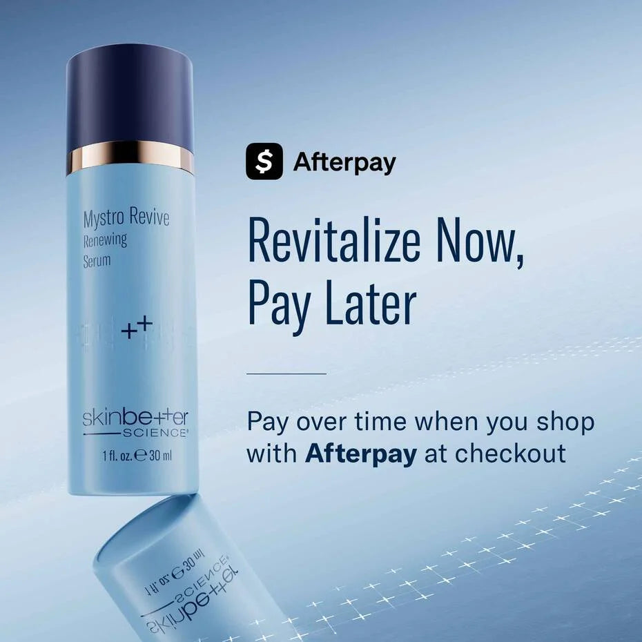 SkinBetter Mystro Revive Renewing Serum with Afterpay option allowing customers to buy now and pay later at checkout