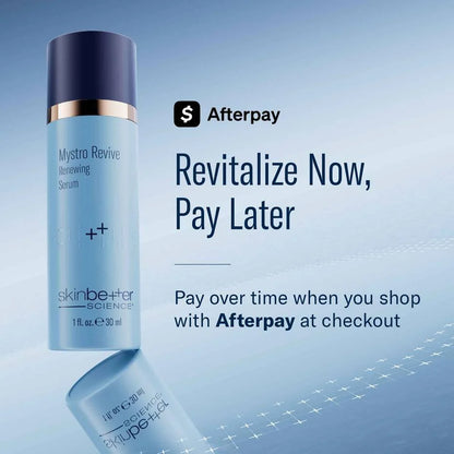 SkinBetter Mystro Revive Renewing Serum with Afterpay option allowing customers to buy now and pay later at checkout