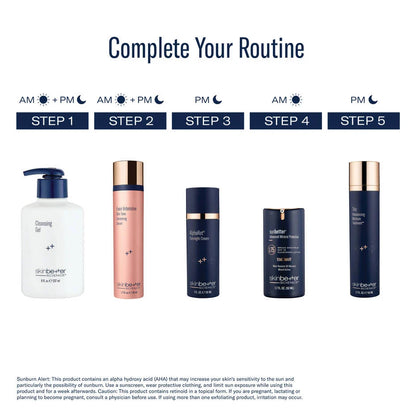 SkinBetter skincare routine showing Even Intensive serum with step-by-step regimen for morning and evening use