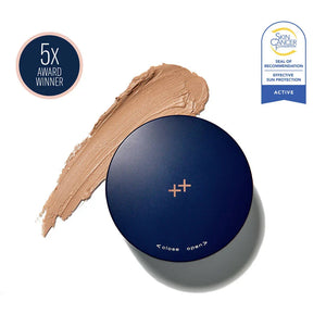 SkinBetter Science Tone Smart SPF 68 sunscreen compact with tinted texture award badge and seal for broad spectrum protection