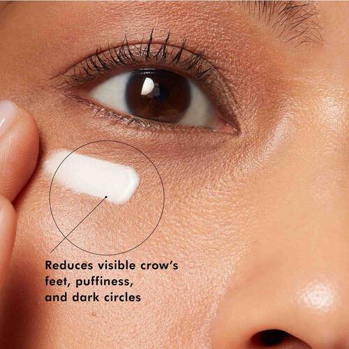 Visual demonstration of SkinCeuticals A.G.E. Advanced Eye cream reducing crow's feet, puffiness, and dark circles.