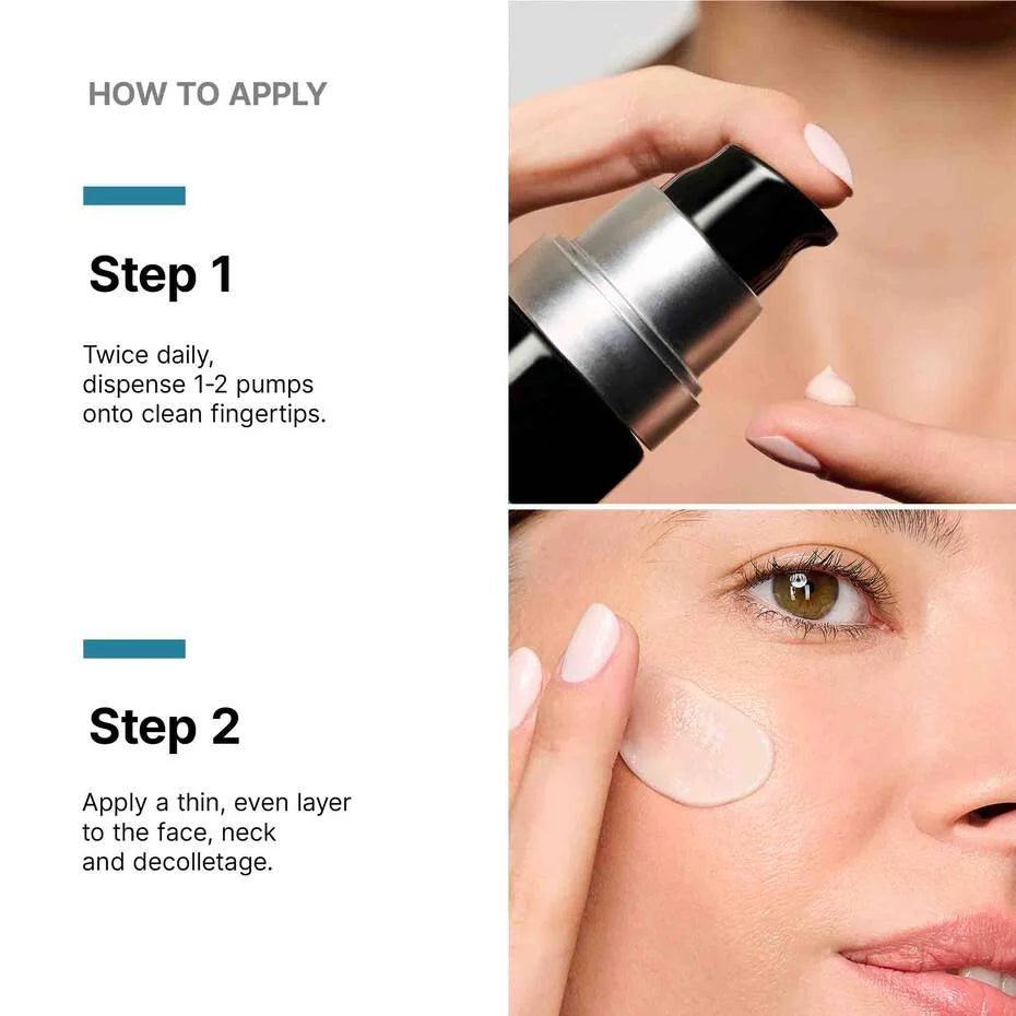 How to apply SkinCeuticals Advanced RGN-6: dispense 1–2 pumps twice daily, then smooth evenly on face, neck, chest.
