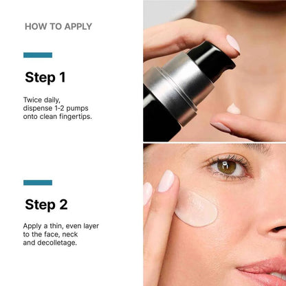 How to apply SkinCeuticals Advanced RGN-6: dispense 1–2 pumps twice daily, then smooth evenly on face, neck, chest.