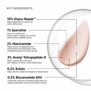 Key ingredients in SkinCeuticals Advanced RGN-6: Glyco-Repair, niacinamide, peptides, ectoin, Eperuline, ceramides.