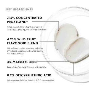 Key ingredients in SkinCeuticals A.G.E. Advanced Eye: Proxylane, wild fruit flavonoids, Matrixyl 3000, glycyrrhetinic acid.