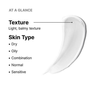 SkinCeuticals Antioxidant Lip Repair texture graphic showing light balmy feel for dry, oily, combination, normal skin types.