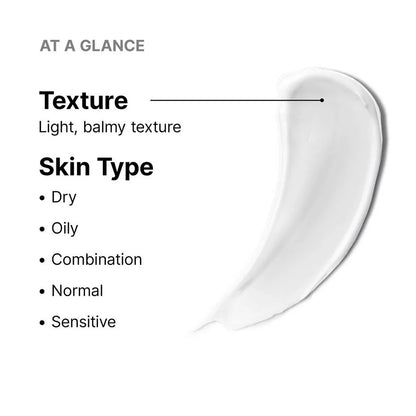 SkinCeuticals Antioxidant Lip Repair texture graphic showing light balmy feel for dry, oily, combination, normal skin types.
