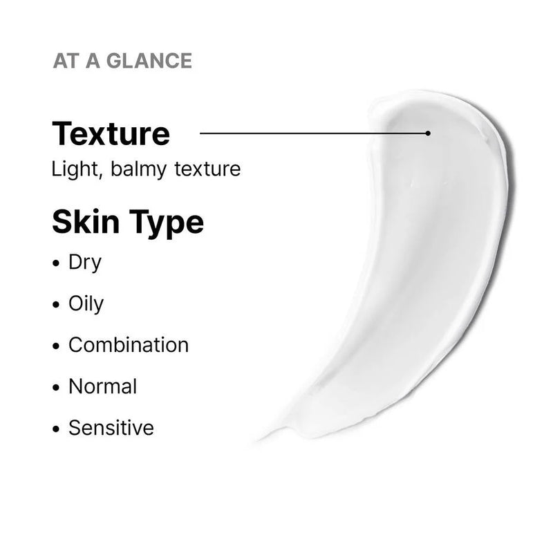 SkinCeuticals Antioxidant Lip Repair texture graphic showing light balmy feel for dry, oily, combination, normal skin types.