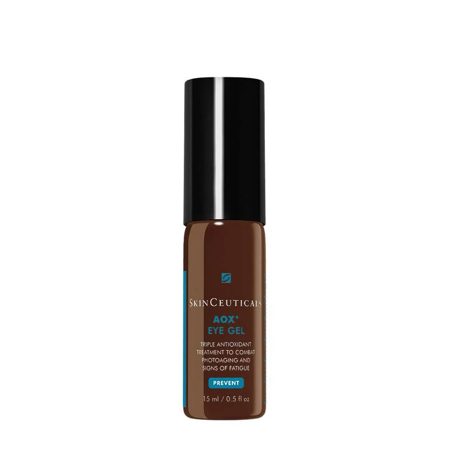 SkinCeuticals AOX Eye Gel 15ml bottle, vitamin C eye gel to brighten dark circles and reduce puffiness