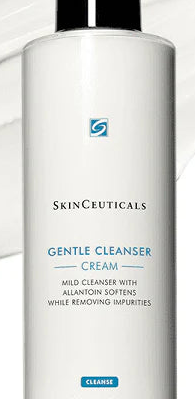 SkinCeuticals Gentle Cleanser Cream close-up bottle with allantoin formula for gentle daily face cleansing and soft skin