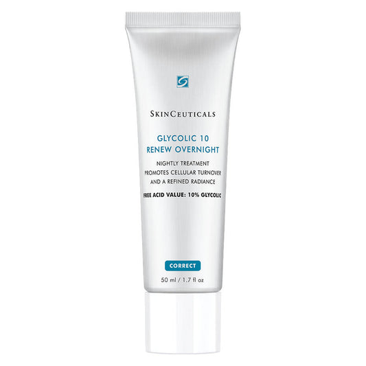 SkinCeuticals Glycolic 10 Renew Overnight nightly treatment with 10% glycolic acid for cellular turnover and refined radiance, 1.7 fl oz.