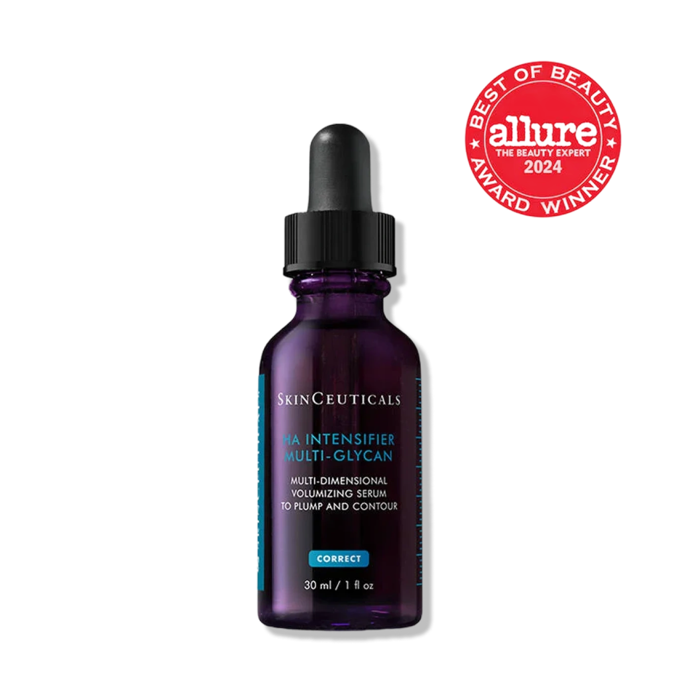SkinCeuticals H.A. Intensifier Multi-Glycan serum with hyaluronic acid visibly plumps skin and supports facial contours too.