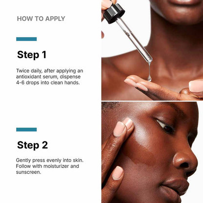 How to use SkinCeuticals P-Tiox: apply 4–6 drops twice daily after antioxidant serum, then moisturizer and SPF