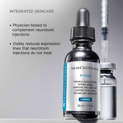 SkinCeuticals P-Tiox peptide serum 1 fl oz, designed to complement neurotoxin injections and reduce expression lines