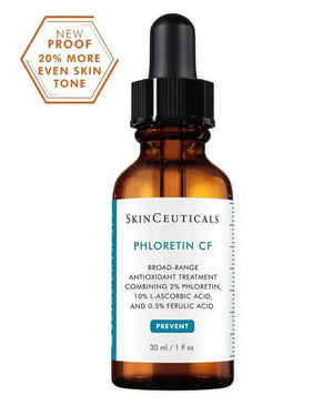 SkinCeuticals Phloretin CF 30 ml vitamin C serum bottle, brightens and evens skin tone, fades dark spots antioxidant shield.