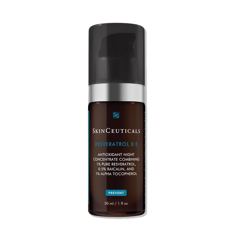 SkinCeuticals Resveratrol B E night concentrate with resveratrol, baicalin, vitamin E for antioxidant skin defense overnight