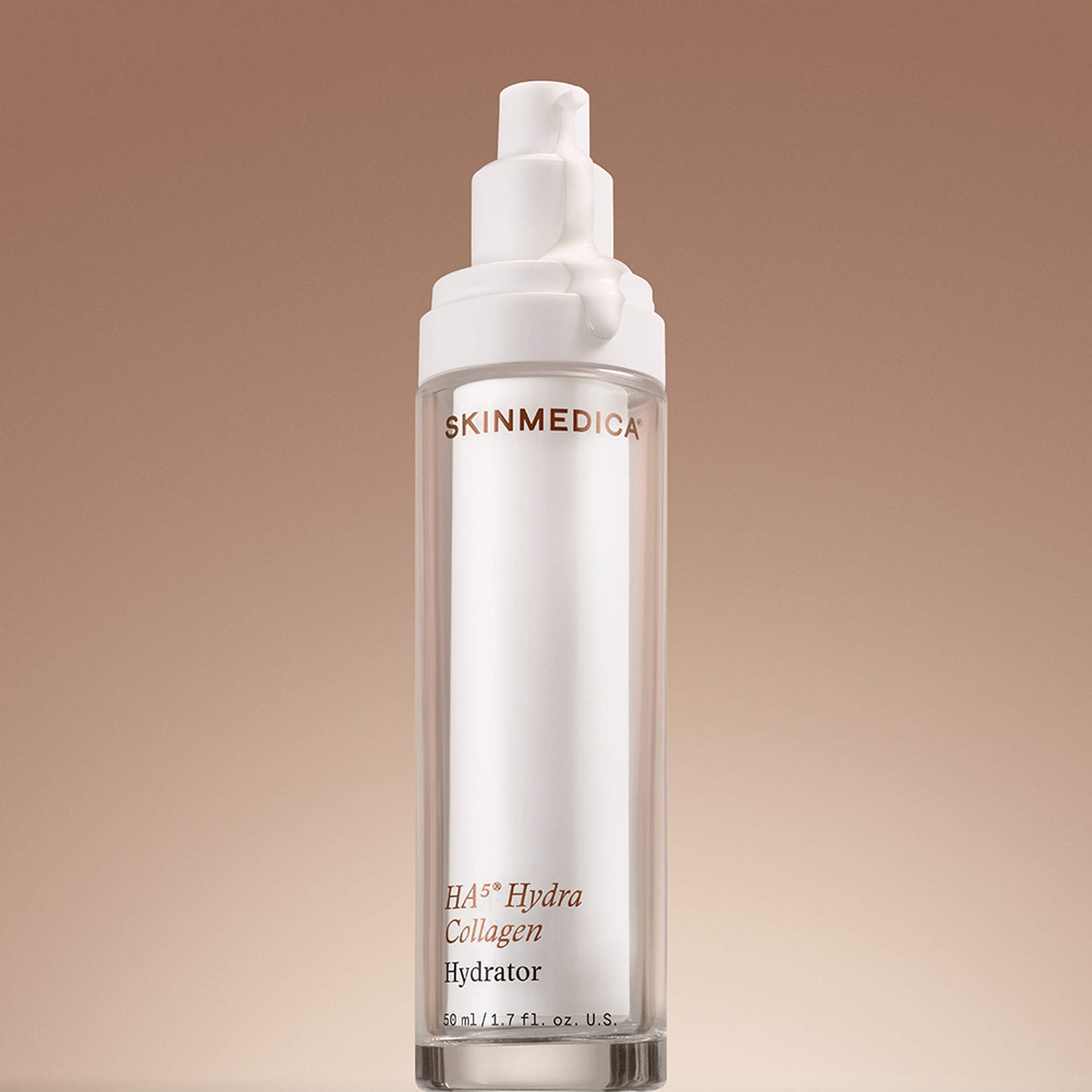 SkinMedica HA5 Hydra Collagen hydrator serum bottle with texture drip showing deep hydration and plumping effect
