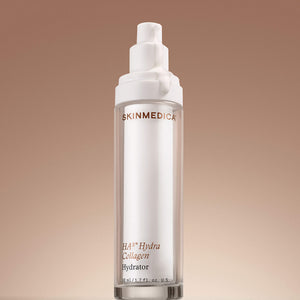 SkinMedica HA5 Hydra Collagen hydrator serum bottle with texture drip showing deep hydration and plumping effect