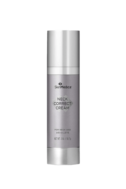 SkinMedica Neck Correct Cream bottle with peptides, green microalgae and rice protein for neck and décolleté care now daily.