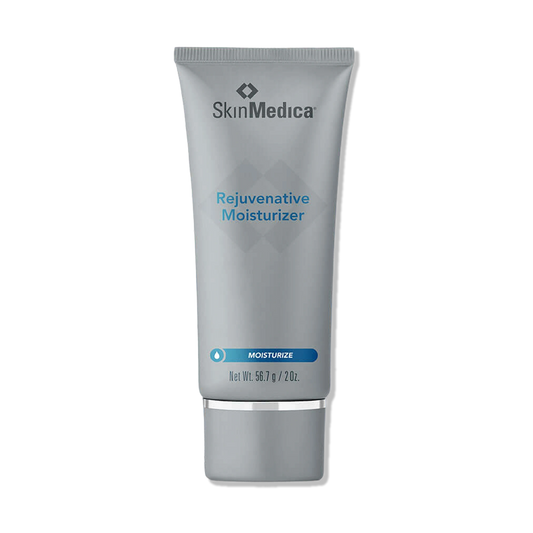 SkinMedica Rejuvenative Moisturizer tube with vitamin C, vitamin E, shea butter and algae extracts for daily hydration care.