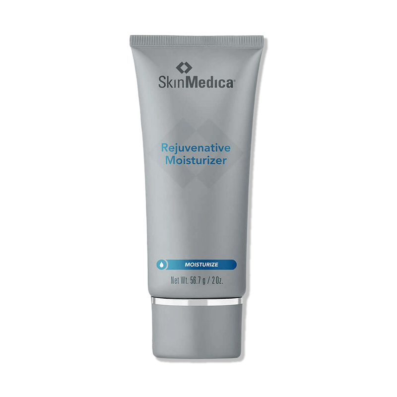 SkinMedica Rejuvenative Moisturizer tube with vitamin C, vitamin E, shea butter and algae extracts for daily hydration care.