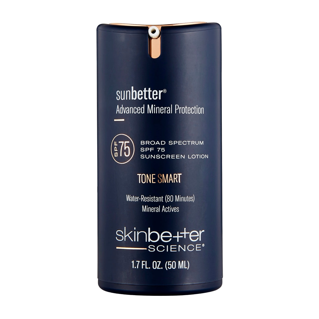 Sunbetter Tone Smart SPF 75 tinted sunscreen lotion with mineral protection and water resistant broad spectrum coverage