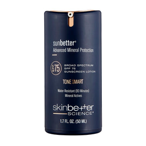 Sunbetter Tone Smart SPF 75 tinted sunscreen lotion with mineral protection and water resistant broad spectrum coverage