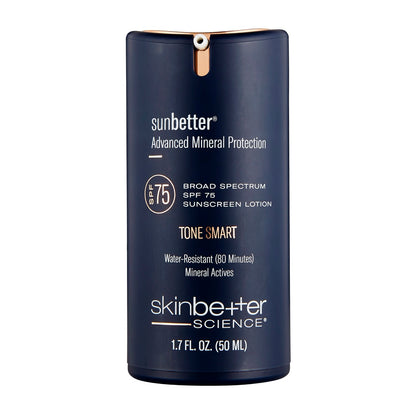 Sunbetter Tone Smart SPF 75 tinted sunscreen lotion with mineral protection and water resistant broad spectrum coverage