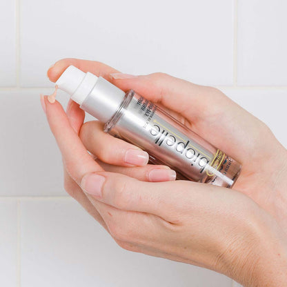 Tensage Radiance Eye Cream pump dispenses tinted texture with SCA Biorepair and peptides for bright under eye care use daily